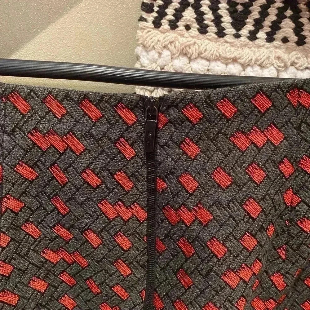 Miss Wu By Jason Wu Red Pattern Wool Mini Pencil … - image 4